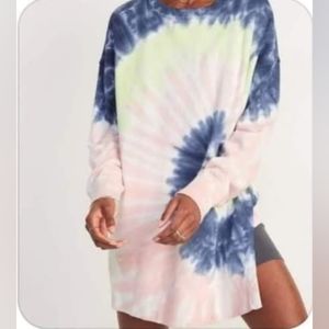 Old Navy NWT tie dye oversized tunic with side slits Size XS